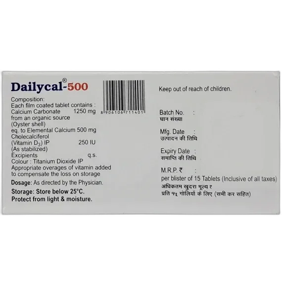dailycal 500mg tablet 15's